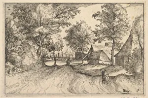 Visscher Prints: Village Road, plate 4 from Regiunculae et Villae Aliquot Ducatus Brabantiae, ca. 1610