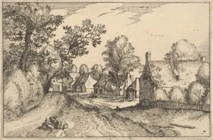 Brabant Gallery: A Village Road, plate 7 from Regiunculae et Villae Aliquot Ducatus Brabantiae, ca. 1610