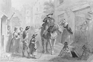 Merchant Prints: Village Scene with Dutch Colonial Figures (from Hosack Album)