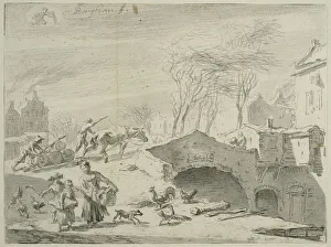 Nicolaes Berghem Prints: Village Scene (January), c17th century. Creator: Nicolaes Berchem