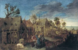 Brauwer Adriaen Prints: Village Scene with Men drinking, 1631. Creator: Adriaen Brouwer
