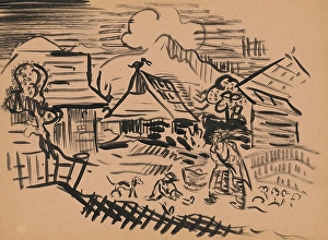 Outline Prints: Village scenery, okolo 1935. Creator: Arnold Peter Weisz-Kubincan