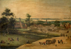 Escaut Prints: Village at the Scheldt, 1587. Creator: Jacob Grimer
