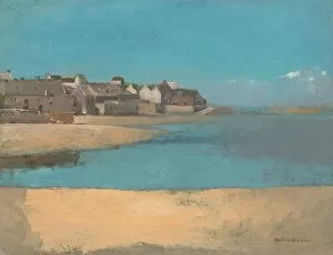 Brittany France Gallery: Village by the Sea in Brittany, c. 1880. Creator: Odilon Redon