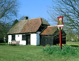 Smithy Prints: Village sign and smithy, Thriplow, Cambridgeshire