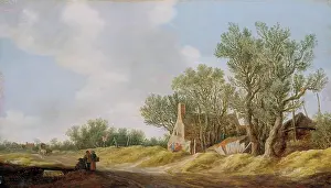 Wayside Prints: Village Street with People Resting at a Brigde, 1628. Creator: Jan van Goyen