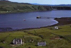 Village of Uig, and Jetty for ferry to outer Hebrides, Isle of Skye, Scotland Village of Uig, and Jetty for ferry to outer Hebrides, Isle of Skye, Scotland