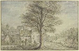 Uden Lucas Van Prints: Village view, in the middle a tree. Creator: Lucas van Uden