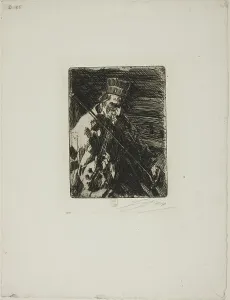Folk Music Prints: Village Violinist, 1904. Creator: Anders Leonard Zorn