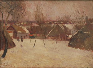 Slovene Prints: Village in Winter, 1920-1930. Creator: Karol Pongracz