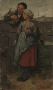 Knitting Prints: Villagers, 1872. Creator: Jacob Henricus Maris