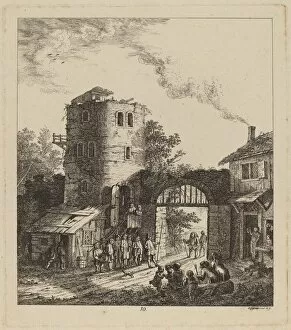 Villager Gallery: Villagers at a City Gate Greeting a Dignitary, 1764. Creator: Salomon Gessner