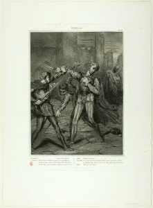 Villain Prints: Villain, Thou Diest, plate ten from Othello, 1844. Creator: Theodore Chasseriau