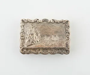 Silver And Silver Gilt Prints: Vinaigrette with Harbor Scene, Birmingham, 1846 / 47. Creator: Marked B&S