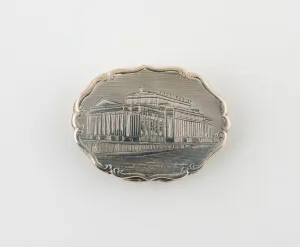 Silver And Silver Gilt Prints: Vinaigrette with View of St. Georges Hall, Liverpool, Birmingham, c. 1847