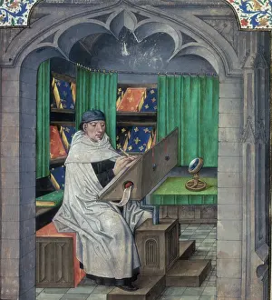 Dominican Prints: Vincent de Beauvais writing in his study, late 15th century. Creator: Unknown