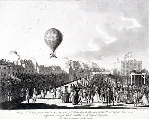 F Jukes Prints: Vincenzo Lunardis balloon ascending from Artillery Ground