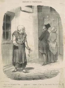 Accommodation Prints: Vingt sous de denier a Dieu...grigou, va !, 1847. Creator: Honore Daumier