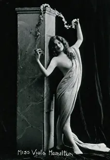 Hamilton Prints: Viola Hamilton, posing in a classical attitude against a square column