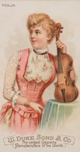 Schumacher And Prints: Violin, from the Musical Instruments series (N82) for Duke brand cigarettes, 1888. 1888