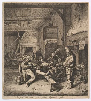 Corneille Prints: The Violin Player Seated in the Inn, 1685. Creator: Cornelis Dusart