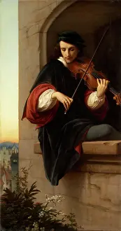Fiddle Prints: Violinist in the Belfry Window, 1858. Creator: Eduard von Steinle