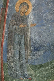 Ancient Russian Frescos Gallery: The Virgin, 12th century. Artist: Ancient Russian frescos