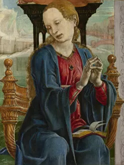 Tempera And Oil On Wood Collection: The Virgin Annunciate, ca 1475. Creator: Tura, Cosimo (before 1431-1495)