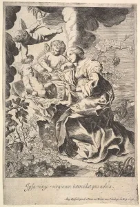 Virgin and child with angels, 1636. Creator: Pierre Brebiette