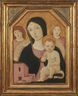 Siena Prints: Virgin And Child With Two Angels, c1480. Creator: Matteo di Giovanni