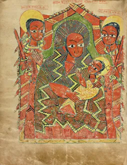 Ethiopia Prints: The Virgin and Child with the Archangels Michael and Gabriel; Gospel Book