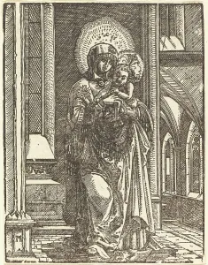 Altdorfer Albrecht Prints: Virgin and Child in a Church, c. 1519. Creator: Albrecht Altdorfer