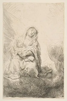 Peop Prints: The Virgin and Child in the Clouds, 1641. Creator: Rembrandt Harmensz van Rijn