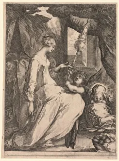 The Virgin and Child with Distaff and an Angel, c. 1611-1613. Creator: Jacques Bellange (French, c