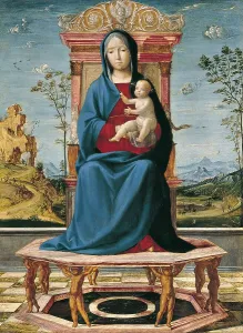 Octagonal Prints: The Virgin and Child enthroned, 1495. Creator: Lorenzo Costa