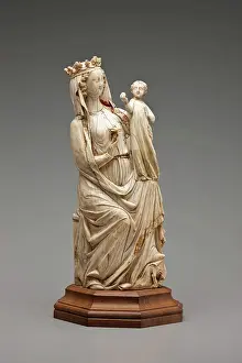 Handicraft Prints: Virgin and Child Enthroned, 14th century. Creator: Unknown
