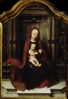 Adriaen Isenbrandt Gallery: The Virgin and Child Enthroned, 16th century. Artist: Adriaen Isenbrandt