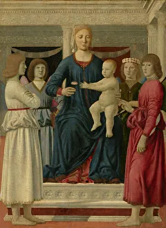 Siena Prints: Virgin And Child Enthroned With Four Angels, c1460-70. Creator: Piero della Francesca