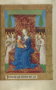 The Virgin and Child Enthroned; Book of Hours, 1478. Creator: Master of Guillaume Lambert