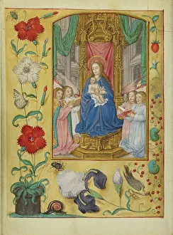 The Virgin and Child Enthroned; Book of Hours, about 1500. Creator: Workshop of Gerard Horenbout