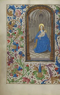 The Virgin and Child Enthroned within a Church; Book of Hours, about 1450-1455. Creator: Unknown