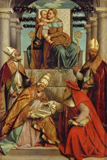 Devotion Prints: Virgin and Child Enthroned with the Four Fathers of the Latin Church