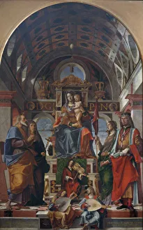 Our Lady Prints: The Virgin and Child enthroned with saints and angels making music