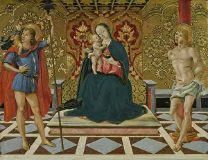 Devotion Prints: Virgin and Child Enthroned with Saints Christopher and Sebastian