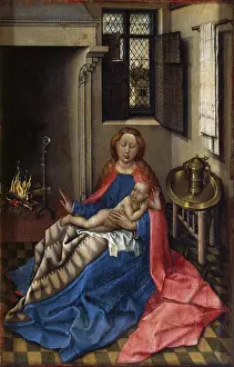 Fireplace Prints: The Virgin and Child by a Fireplace (Right Wing of a Diptych)