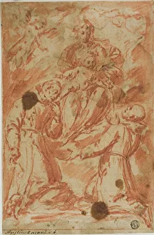 Montagna Benedetto Prints: Virgin and Child in Glory Worshipped by Two Monk Saints, n.d. Creator: Benedetto Montagna
