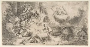 Castiglione Gallery: The Virgin and Child, God the father upper right, angels at left, ca. 1647-50