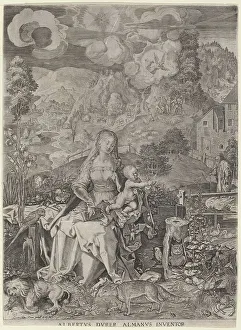 Gillis Sadeler Ii Prints: Virgin and Child in a Landscape. Creators: Aegidius Sadeler II, Albrecht Durer