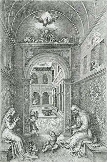 Cloisters Prints: Virgin and Child and Saint Anne, 16th century. Creator: Daniel Hopfer