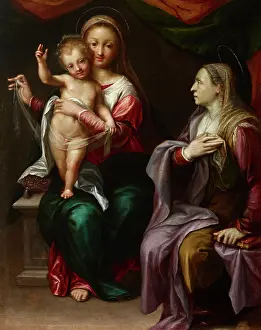 Grandmother Prints: The Virgin and Child with Saint Anne, 16th century. Creator: Unknown
